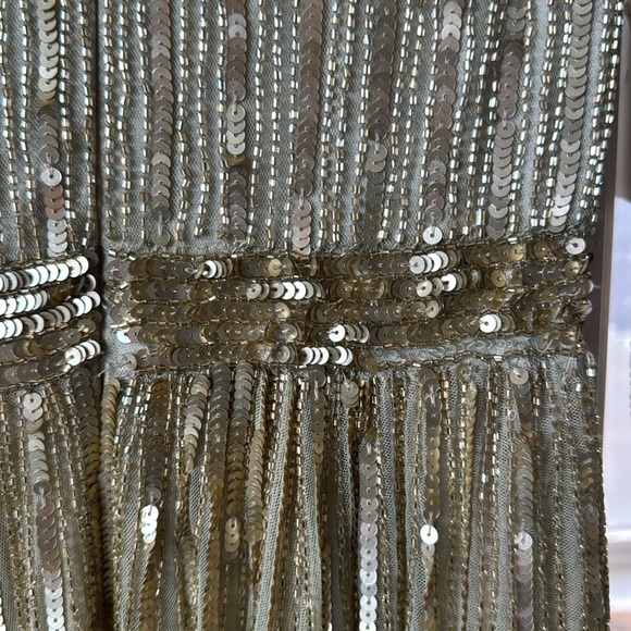 Mac Duggal SEQUINED V NECK ILLUSION SLEEVE A LINE GOWN - Picture 9 of 10